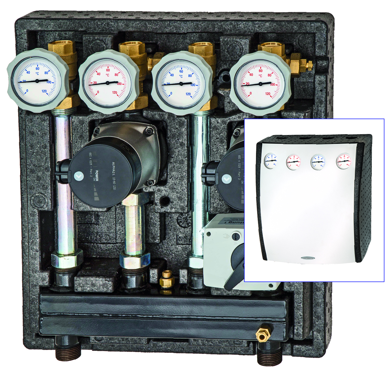 10 circuits de chauffage. Nordic Tec Répartiteur de circuit de chauffage avec robinets à boisseau sphérique thermomètre compte-mètre 